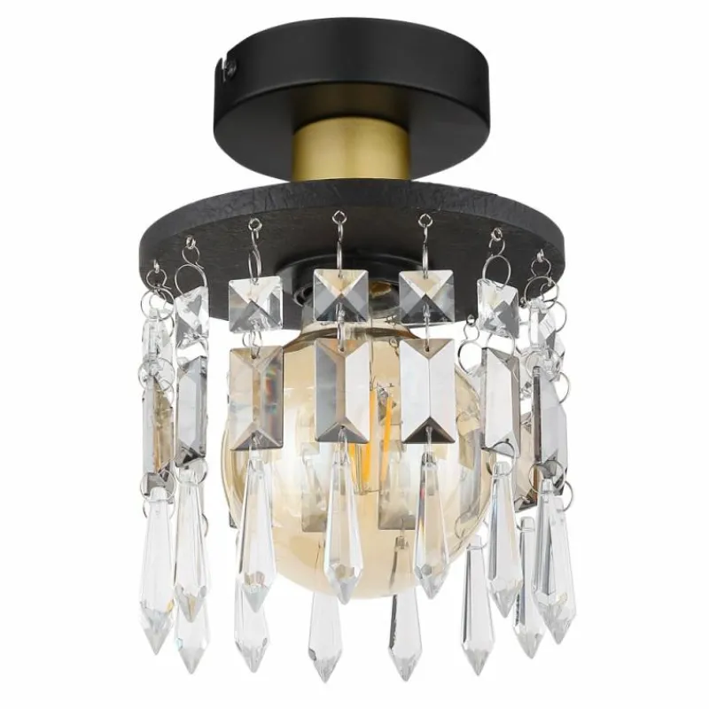 Suspension Verre Fumé-Luminaires Globo Lighting Plafonnier Globo COMMA Laiton, Noir, 1 lumière