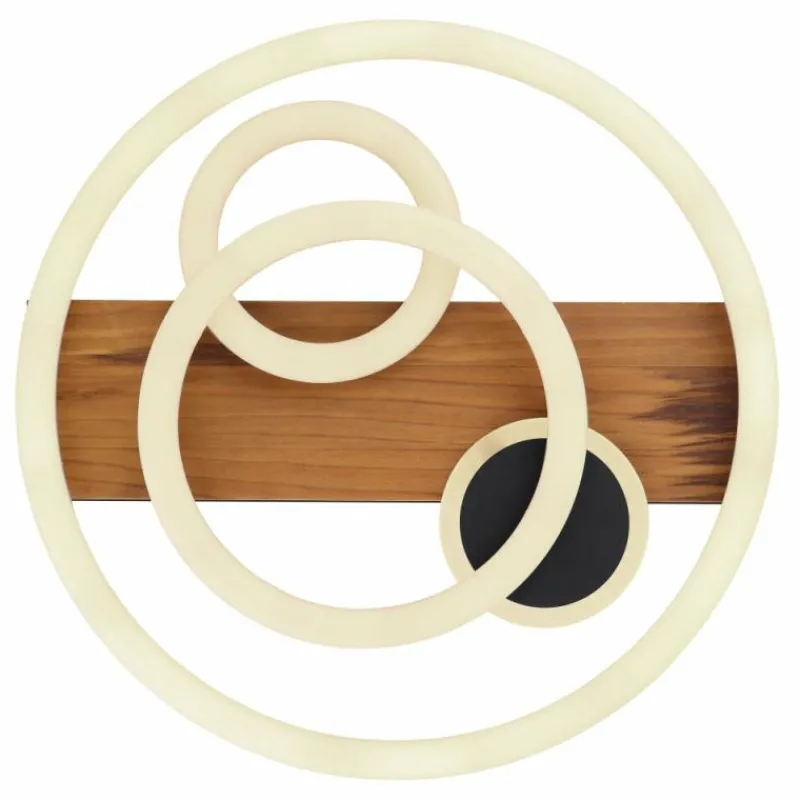 Lampes En Bois-Luminaires Globo Lighting Plafonnier Globo DARRYL LED Bois foncé, Noir, 1 lumière, Télécommandes