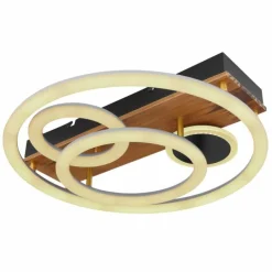 Lampes En Bois-Luminaires Globo Lighting Plafonnier Globo DARRYL LED Bois foncé, Noir, 1 lumière, Télécommandes