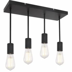 Lampes Vintages & Rétros-Luminaires Globo Lighting Plafonnier Globo DORBA Noir, 4 lumières