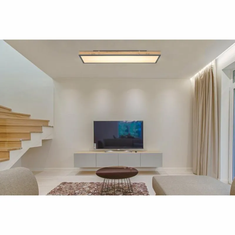 Lampes En Bois-Luminaires Globo Lighting Plafonnier Globo DORO LED Bois foncé, Noir, 1 lumière