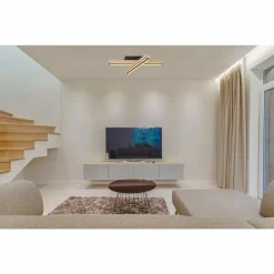 Lampes En Bois-Luminaires Globo Lighting Plafonnier Globo DORO LED Couleur bois, Noir, 1 lumière