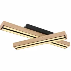 Lampes En Bois-Luminaires Globo Lighting Plafonnier Globo DORO LED Couleur bois, Noir, 1 lumière