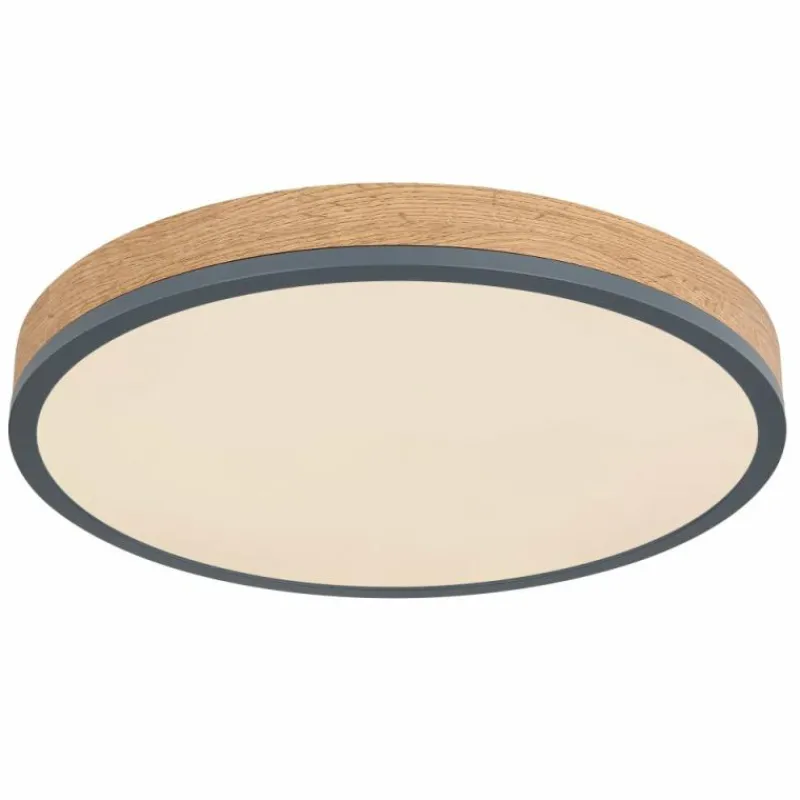 Lampes En Bois-Luminaires Globo Lighting Plafonnier Globo DORO LED Gris, Couleur bois, 1 lumière, Télécommandes