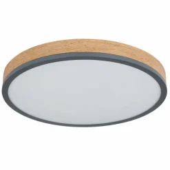 Lampes En Bois-Luminaires Globo Lighting Plafonnier Globo DORO LED Gris, Couleur bois, 1 lumière, Télécommandes