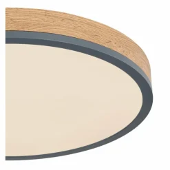 Lampes En Bois-Luminaires Globo Lighting Plafonnier Globo DORO LED Gris, Couleur bois, 1 lumière, Télécommandes