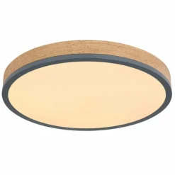 Lampes En Bois-Luminaires Globo Lighting Plafonnier Globo DORO LED Gris, Couleur bois, 1 lumière, Télécommandes