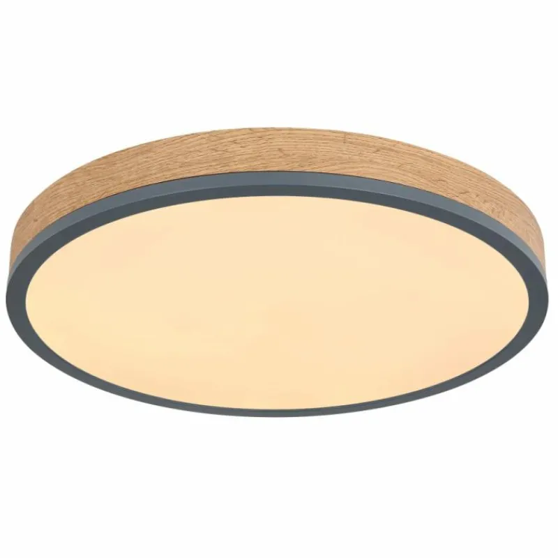 Lampes En Bois-Luminaires Globo Lighting Plafonnier Globo DORO LED Gris, Couleur bois, 1 lumière, Télécommandes