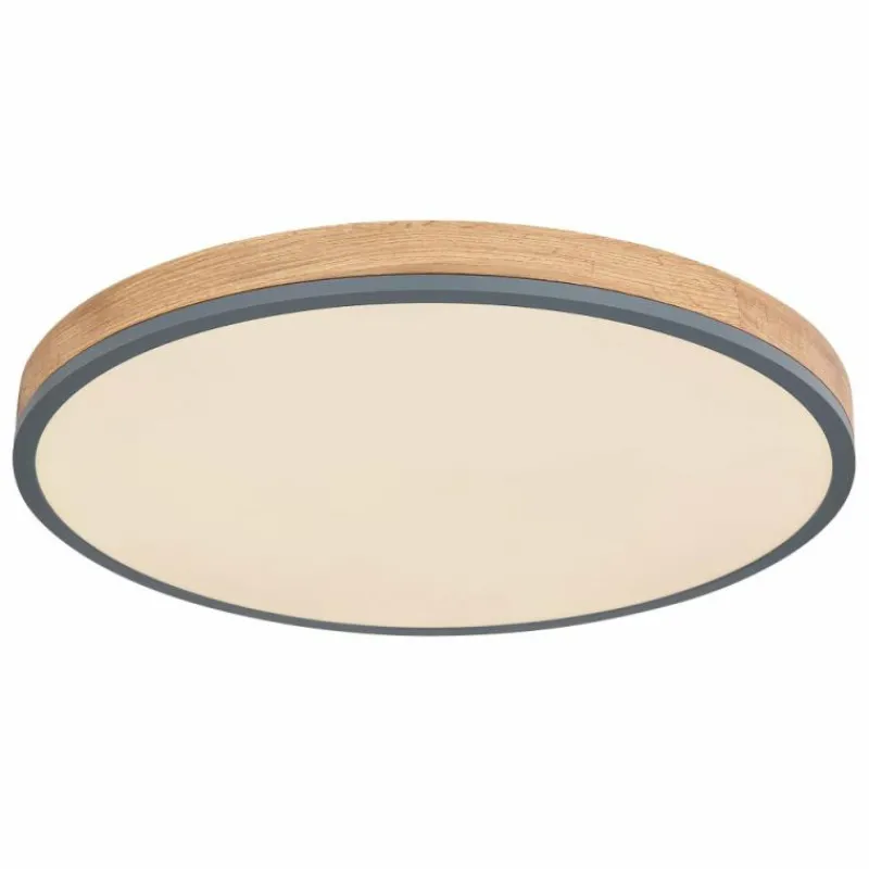 Lampes En Bois-Luminaires Globo Lighting Plafonnier Globo DORO LED Gris, Couleur bois, 1 lumière, Télécommandes