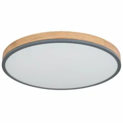 Lampes En Bois-Luminaires Globo Lighting Plafonnier Globo DORO LED Gris, Couleur bois, 1 lumière, Télécommandes