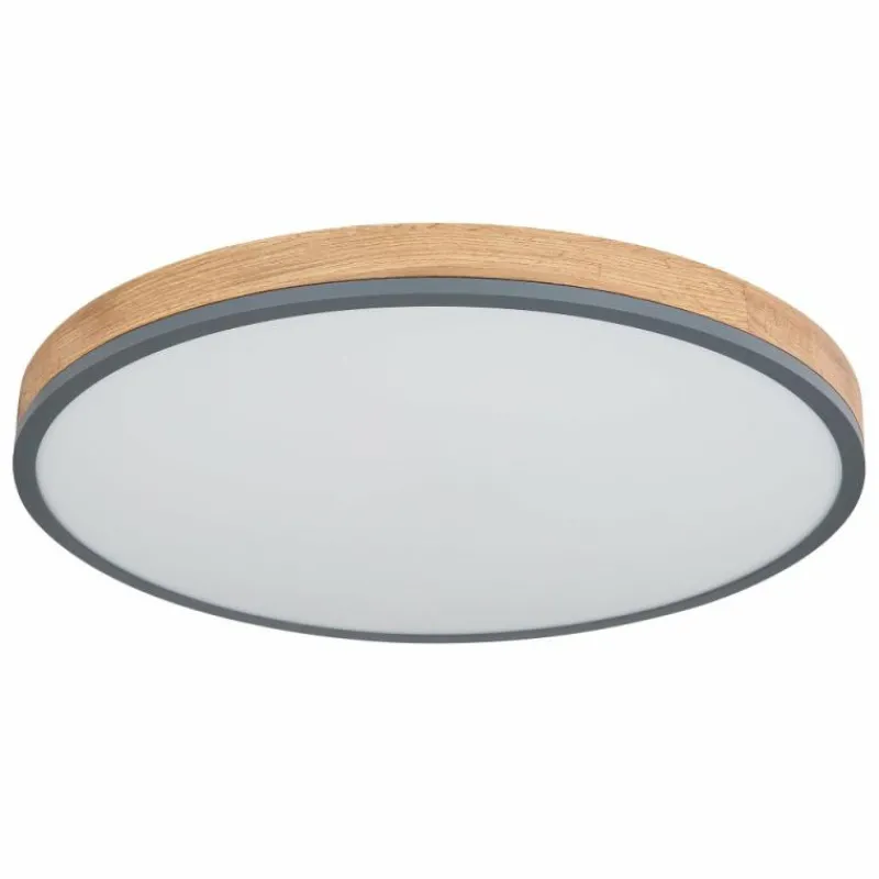 Lampes En Bois-Luminaires Globo Lighting Plafonnier Globo DORO LED Gris, Couleur bois, 1 lumière, Télécommandes