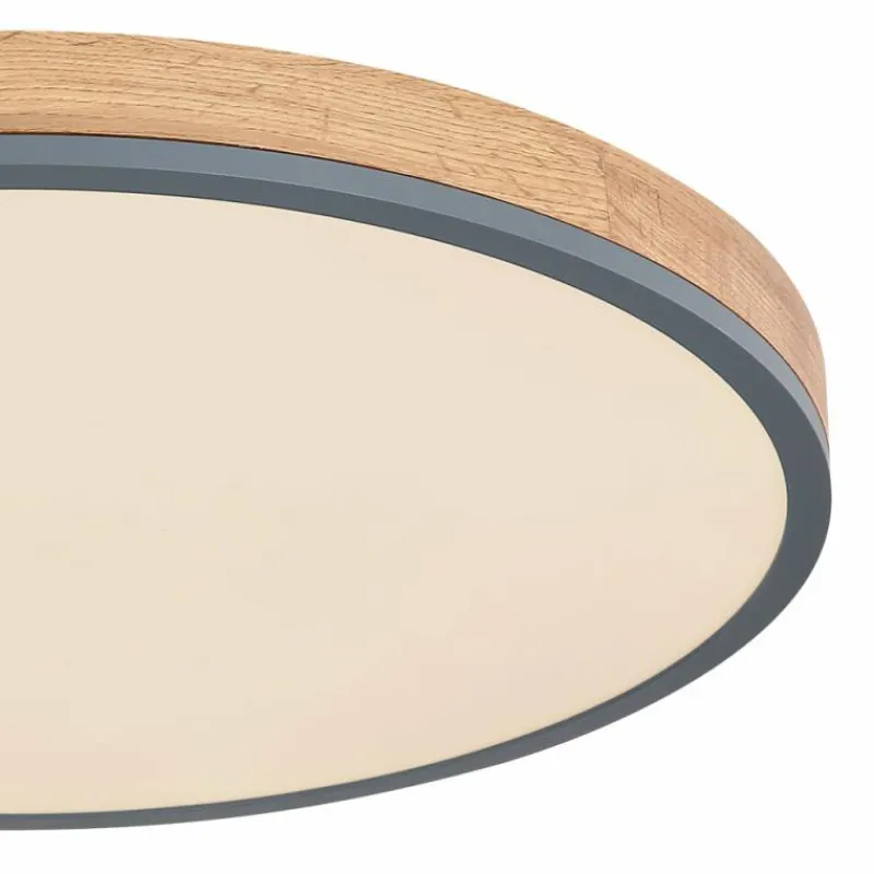 Lampes En Bois-Luminaires Globo Lighting Plafonnier Globo DORO LED Gris, Couleur bois, 1 lumière, Télécommandes