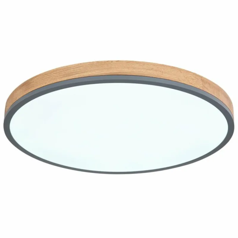 Lampes En Bois-Luminaires Globo Lighting Plafonnier Globo DORO LED Gris, Couleur bois, 1 lumière, Télécommandes