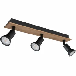 Lampes En Bois-Luminaires Globo Lighting Plafonnier Globo DREW Brun, Noir, 3 lumières