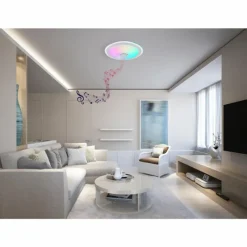 Luminaires Globo Lighting Plafonnier Globo DUNNY LED Blanc, 1 lumière, Télécommandes, Changeur de couleurs