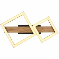 Lampes En Bois-Luminaires Globo Lighting Plafonnier Globo DUSTIN LED Bois foncé, Noir, 1 lumière