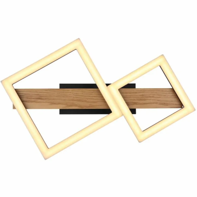 Lampes En Bois-Luminaires Globo Lighting Plafonnier Globo DUSTIN LED Bois foncé, Noir, 1 lumière