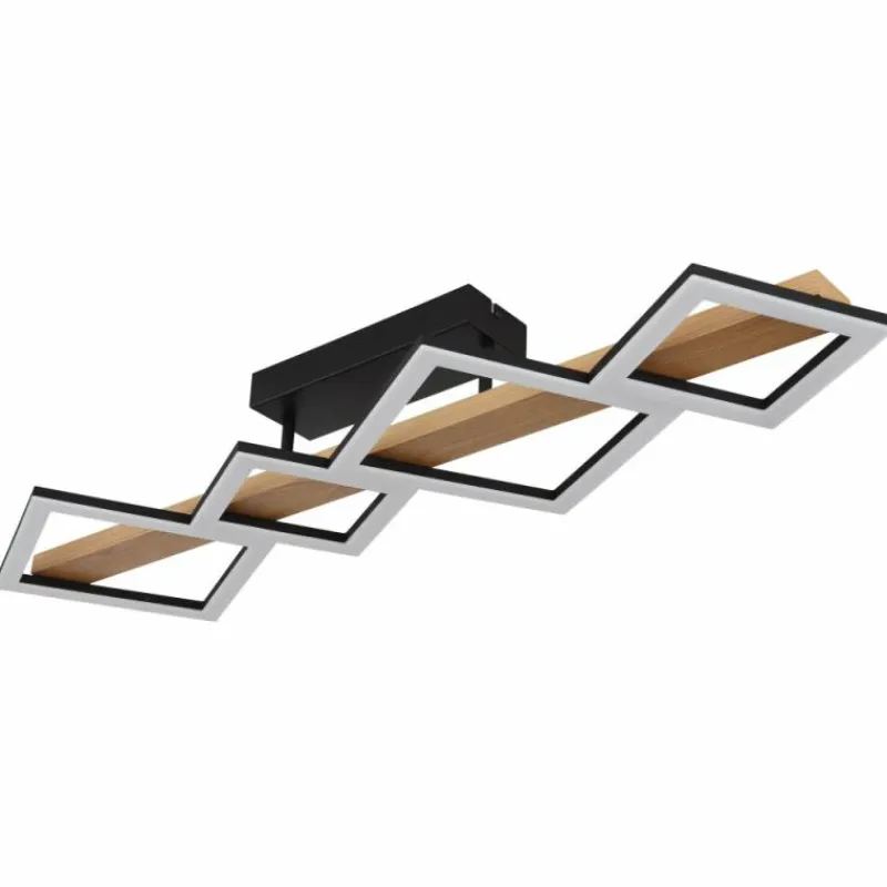 Lampes En Bois-Luminaires Globo Lighting Plafonnier Globo DUSTIN LED Bois foncé, Noir, 1 lumière