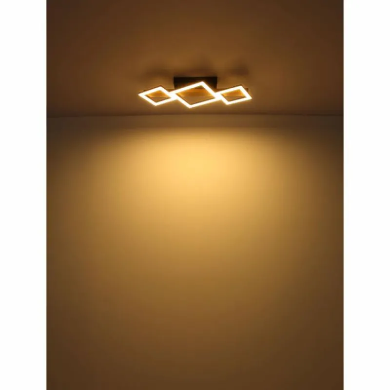 Lampes En Bois-Luminaires Globo Lighting Plafonnier Globo DUSTIN LED Bois foncé, Noir, 1 lumière