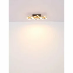 Lampes En Bois-Luminaires Globo Lighting Plafonnier Globo DUSTIN LED Bois foncé, Noir, 1 lumière