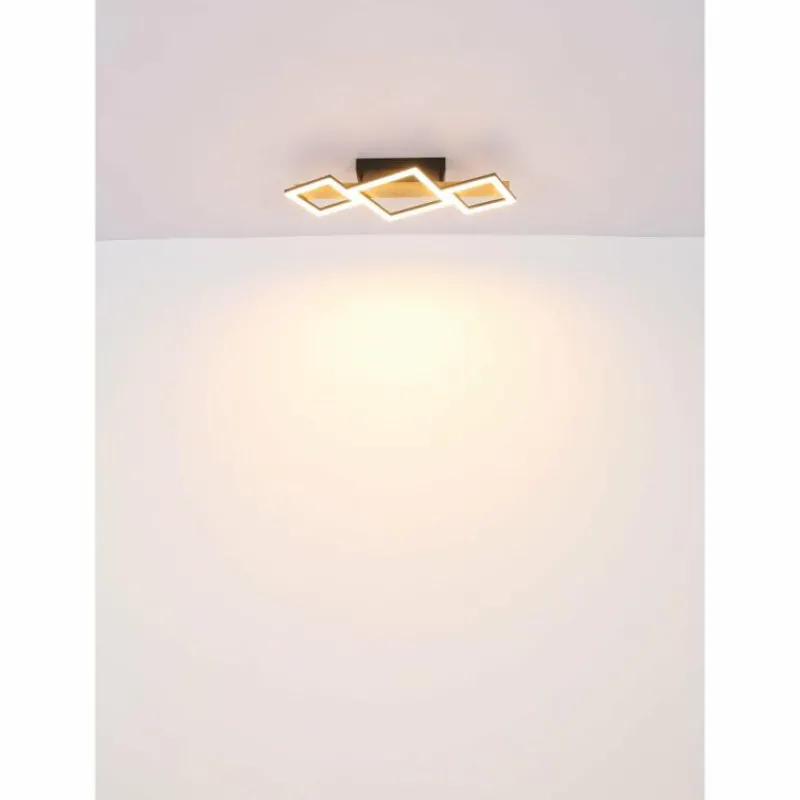 Lampes En Bois-Luminaires Globo Lighting Plafonnier Globo DUSTIN LED Bois foncé, Noir, 1 lumière