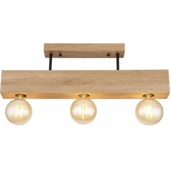 Lampes En Bois-Luminaires Globo Lighting Plafonnier Globo ERNA Bois clair, Noir, 3 lumières