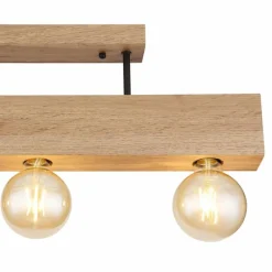 Lampes En Bois-Luminaires Globo Lighting Plafonnier Globo ERNA Bois clair, Noir, 3 lumières
