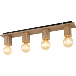 Lampes En Bois-Luminaires Globo Lighting Plafonnier Globo ERNA Bois clair, 4 lumières