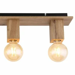 Lampes En Bois-Luminaires Globo Lighting Plafonnier Globo ERNA Bois clair, 4 lumières