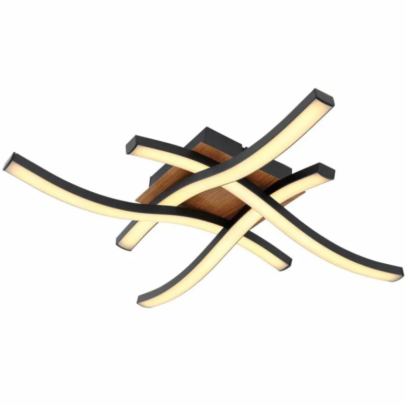 Lampes En Bois-Luminaires Globo Lighting Plafonnier Globo EVITA LED Couleur bois, Noir, 1 lumière