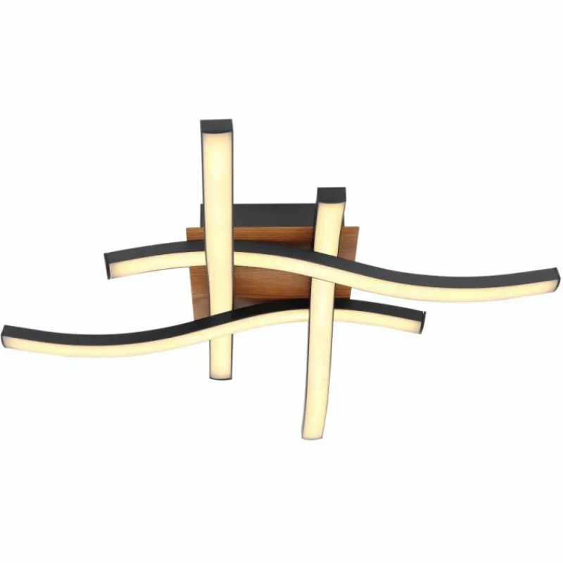 Lampes En Bois-Luminaires Globo Lighting Plafonnier Globo EVITA LED Couleur bois, Noir, 1 lumière