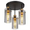 Suspension Verre Fumé-Luminaires Globo Lighting Plafonnier Globo FANNI Laiton, Noir, 3 lumières