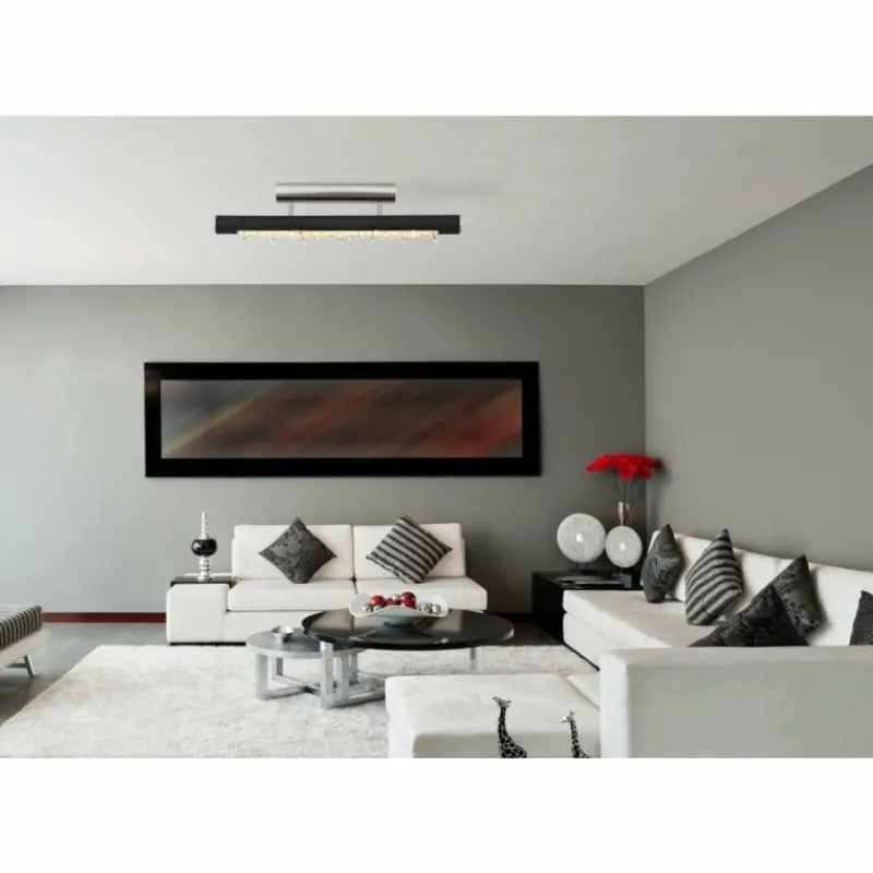 Lampes En Bois-Luminaires Globo Lighting Plafonnier Globo FELICITAS LED Nickel mat, Noir, 1 lumière