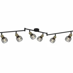 Lampes Vintages & Rétros-Luminaires Globo Lighting Plafonnier Globo FIASTRA Noir, 6 lumières