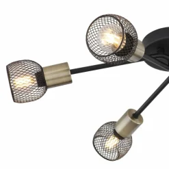 Lampes Vintages & Rétros-Luminaires Globo Lighting Plafonnier Globo FIASTRA Noir, 6 lumières