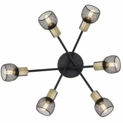 Lampes Vintages & Rétros-Luminaires Globo Lighting Plafonnier Globo FIASTRA Noir, 6 lumières