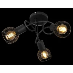 Lampes Vintages & Rétros-Luminaires Globo Lighting Plafonnier Globo FIASTRA Noir, 3 lumières