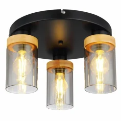 Suspension Verre Fumé-Luminaires Globo Lighting Plafonnier Globo FINCA Écru, Noir, 3 lumières