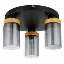 Suspension Verre Fumé-Luminaires Globo Lighting Plafonnier Globo FINCA Écru, Noir, 3 lumières