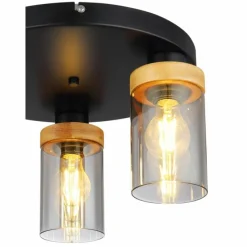 Suspension Verre Fumé-Luminaires Globo Lighting Plafonnier Globo FINCA Écru, Noir, 3 lumières