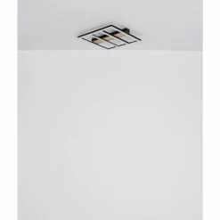 Lampes En Bois-Luminaires Globo Lighting Plafonnier Globo FROOMY LED Couleur bois, Noir, 1 lumière