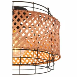 Style Boho-Chic-Luminaires Globo Lighting Plafonnier Globo GINA Bois foncé, Noir, 1 lumière