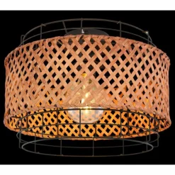 Style Boho-Chic-Luminaires Globo Lighting Plafonnier Globo GINA Bois foncé, Noir, 1 lumière