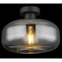 Suspension Verre Fumé-Luminaires Globo Lighting Plafonnier Globo GIUSEPPE Noir, 1 lumière