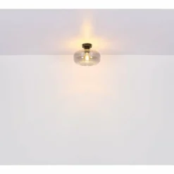 Suspension Verre Fumé-Luminaires Globo Lighting Plafonnier Globo GIUSEPPE Noir, 1 lumière