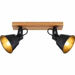 Lampes Industrielles-Luminaires Globo Lighting Plafonnier Globo GÜNTHER Bois clair, 2 lumières