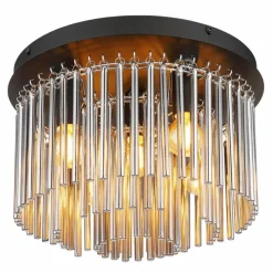 Suspension Verre Fumé-Luminaires Globo Lighting Plafonnier Globo GORLEY Noir, 5 lumières