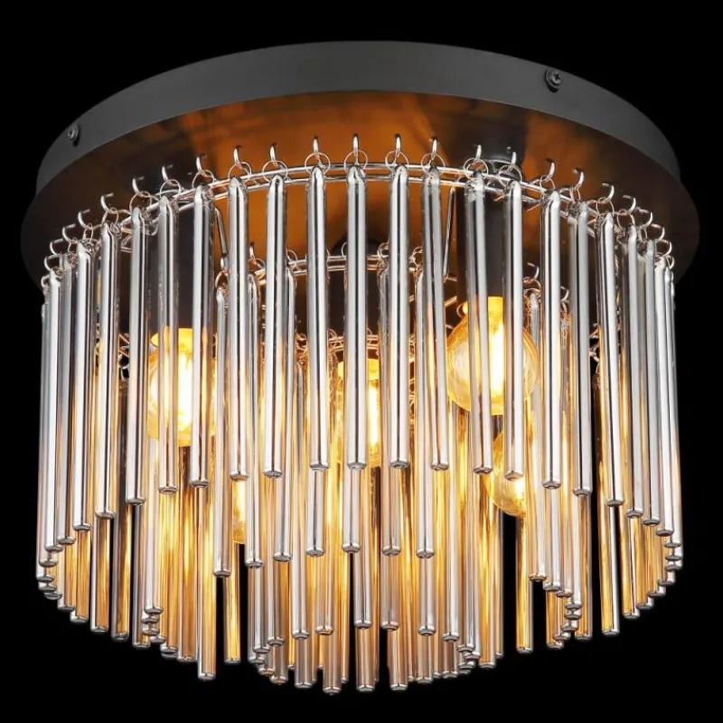 Suspension Verre Fumé-Luminaires Globo Lighting Plafonnier Globo GORLEY Noir, 5 lumières