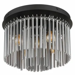Suspension Verre Fumé-Luminaires Globo Lighting Plafonnier Globo GORLEY Noir, 5 lumières