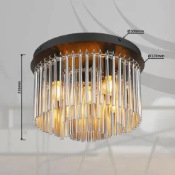 Suspension Verre Fumé-Luminaires Globo Lighting Plafonnier Globo GORLEY Noir, 5 lumières